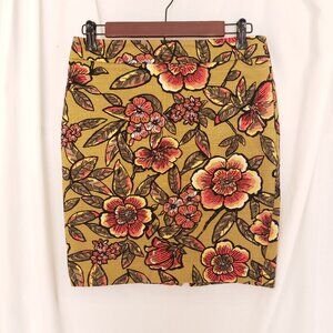 Loft Petites Green Multicolor Floral Pattern Fun Pencil Short Skirt Size 4P